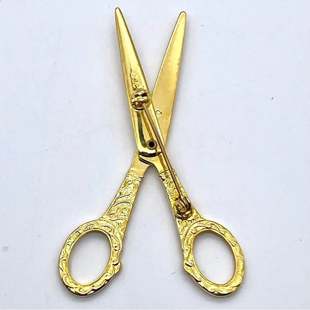 Vintage JJ Jonette Scissor Brooch Pin + Multi-Scissor Cluster Brooch - Set of 2